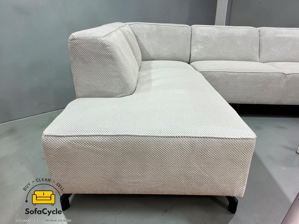 Hoekzetel wit bouclé, vaste kussens, hoek rechts – nieuw, Gebruikt, Zonnestraat 223-229, 9600 Ronse, België, Info@sofacycle.be