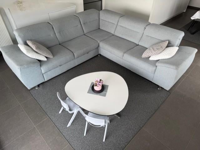 Hoeksalon 2.90x2.90 Scandi met zetelbed grijs, Huis en Inrichting, Zetels | Zetels, Gebruikt, Hoekbank, Vierpersoons of meer, 250 tot 300 cm