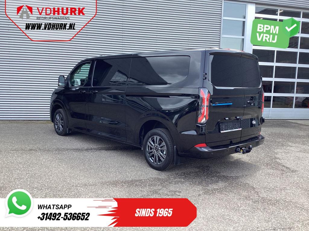 Ford E-Transit Custom 218 pk 330 km WLTP L2 Limited Garantie, Auto's, Automaat, Zwart, Ford, Onderhoudsboekje
