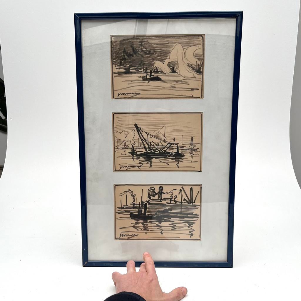 Drie tekening door Jos Mous, Antiek en Kunst, Ophalen