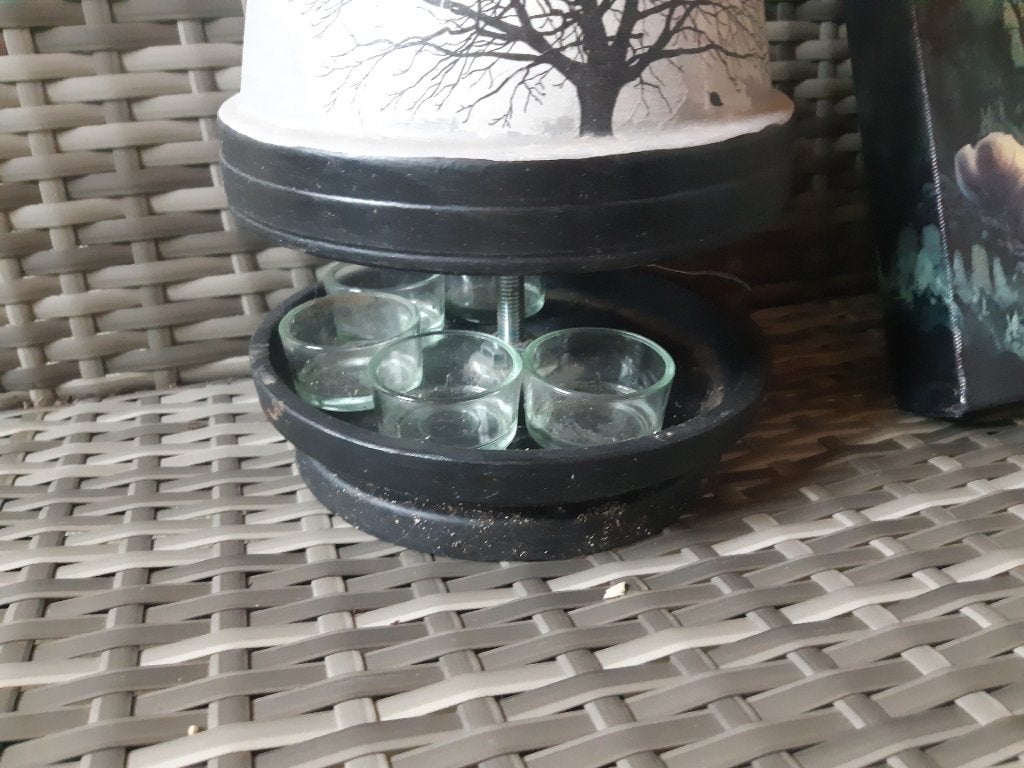 Terracotta kaarsverwarmer, Tuin en Terras, Bloempotten, Ophalen, Zo goed als nieuw, Terracotta, Balkon