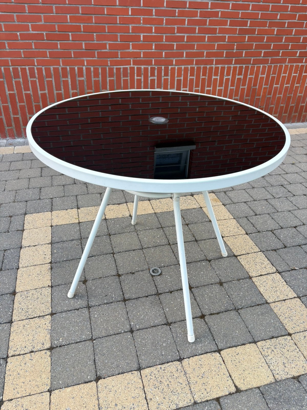 Mooie terrastafel,in perfecte staat!, Tuin en Terras, Ophalen, Zo goed als nieuw, Rond, Metaal