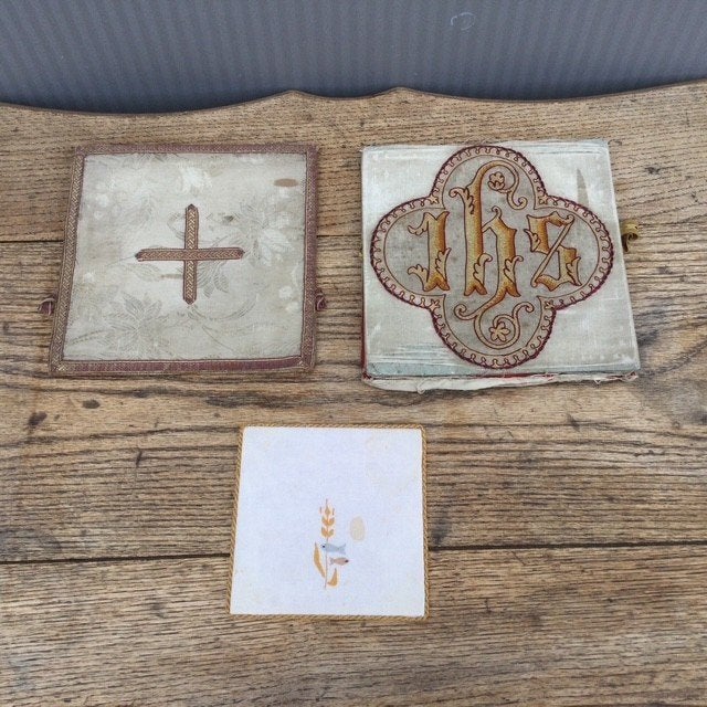 3 Stuks oud geborduurd altaarlinnen, Ophalen of Verzenden