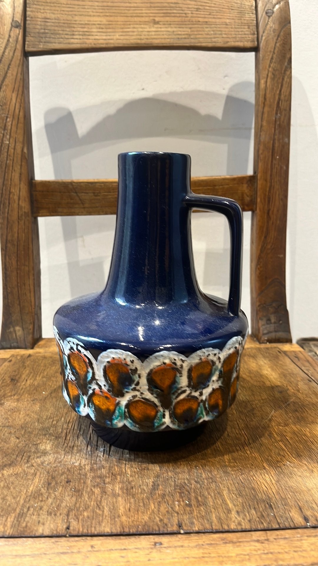 West Germany keramische kruik – blauw glazuur, Ophalen of Verzenden