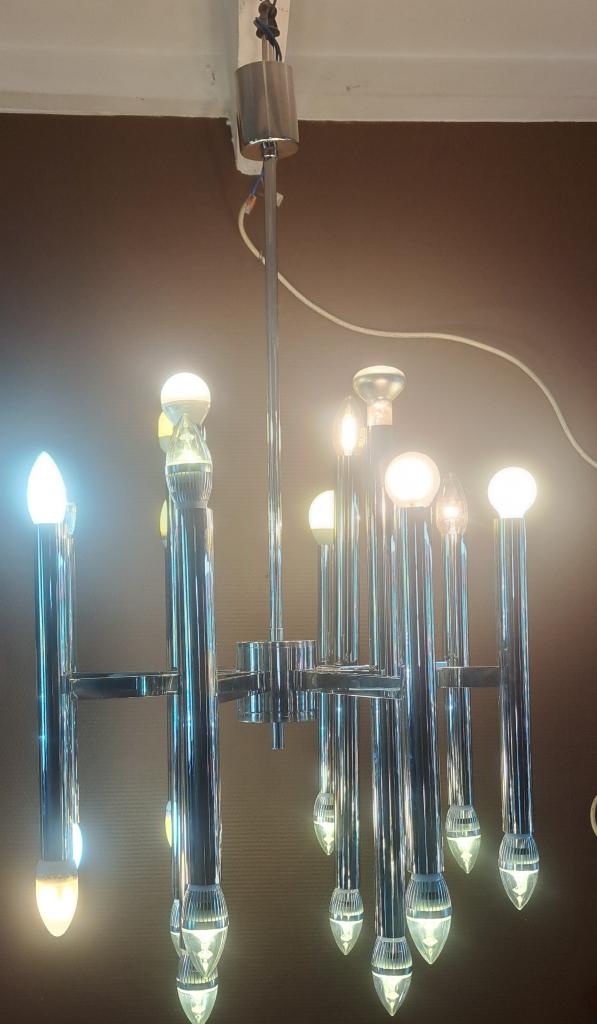 Lampadaire Lustre Gaetano Sciolari 24 feux, année 1970s, Enlèvement, Comme neuf, Verre
