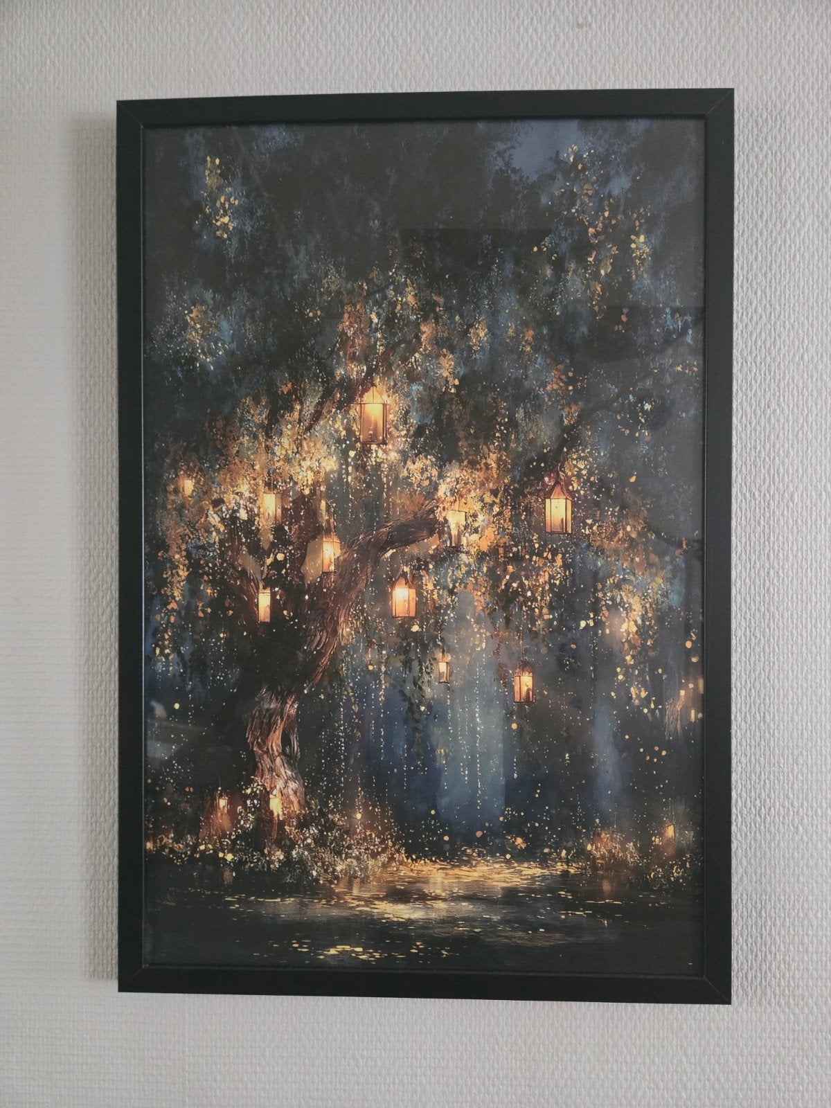 Mooie kader boom met lantarens, Enlèvement ou Envoi, 43 cm, Comme neuf, Noir