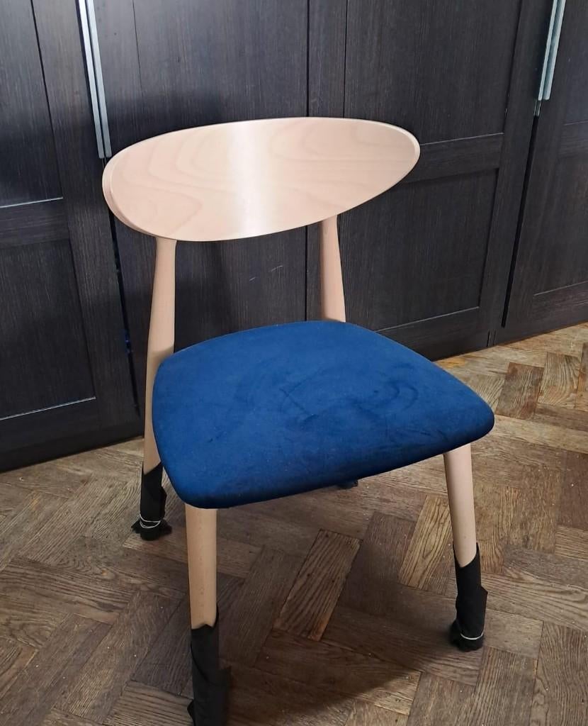 Prachtige set van vier handgemaakte stoelen, Neuf, Enlèvement, Bois, Bleu