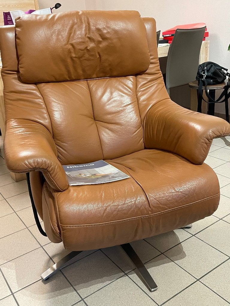 Stressless relaxzetel, leder, elektrisch, Huis en Inrichting, Ophalen, Gebruikt, Leer, 50 tot 75 cm