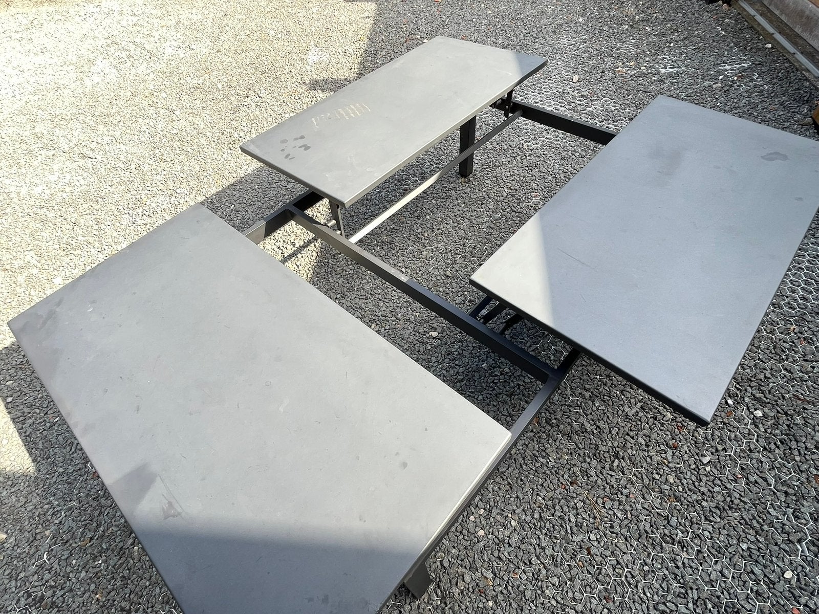 Tuin terras eet& lounge tafel in 1, Enlèvement, Utilisé, Aluminium