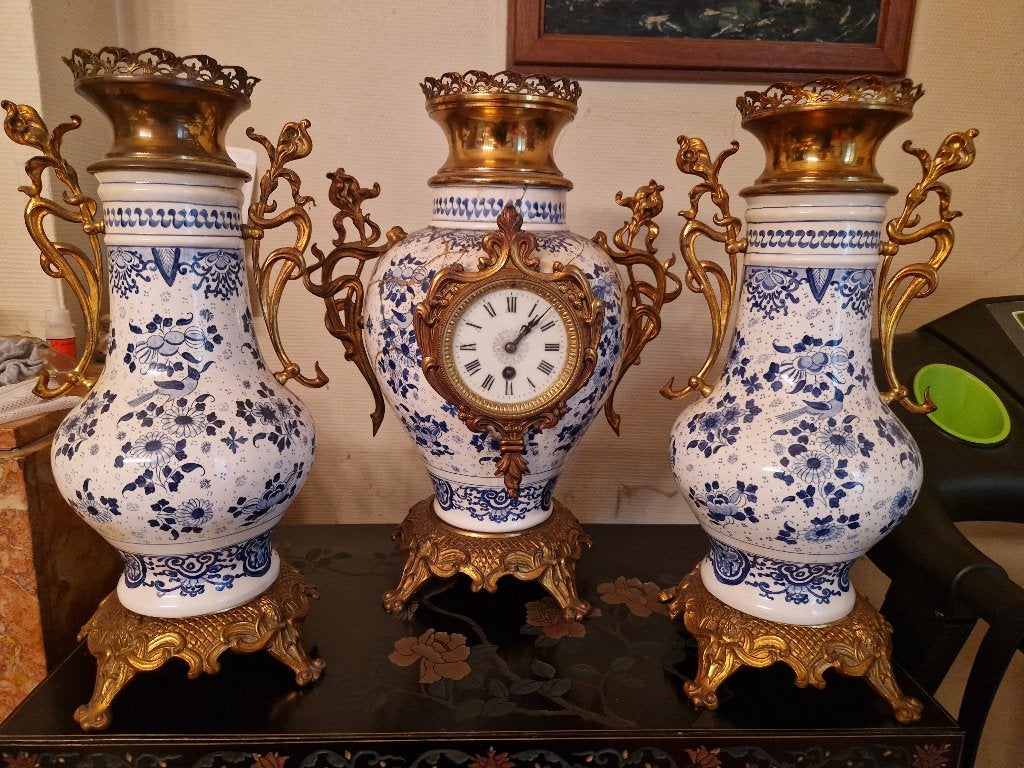 Klok met 2 armaturen, Antiek en Kunst, Ophalen