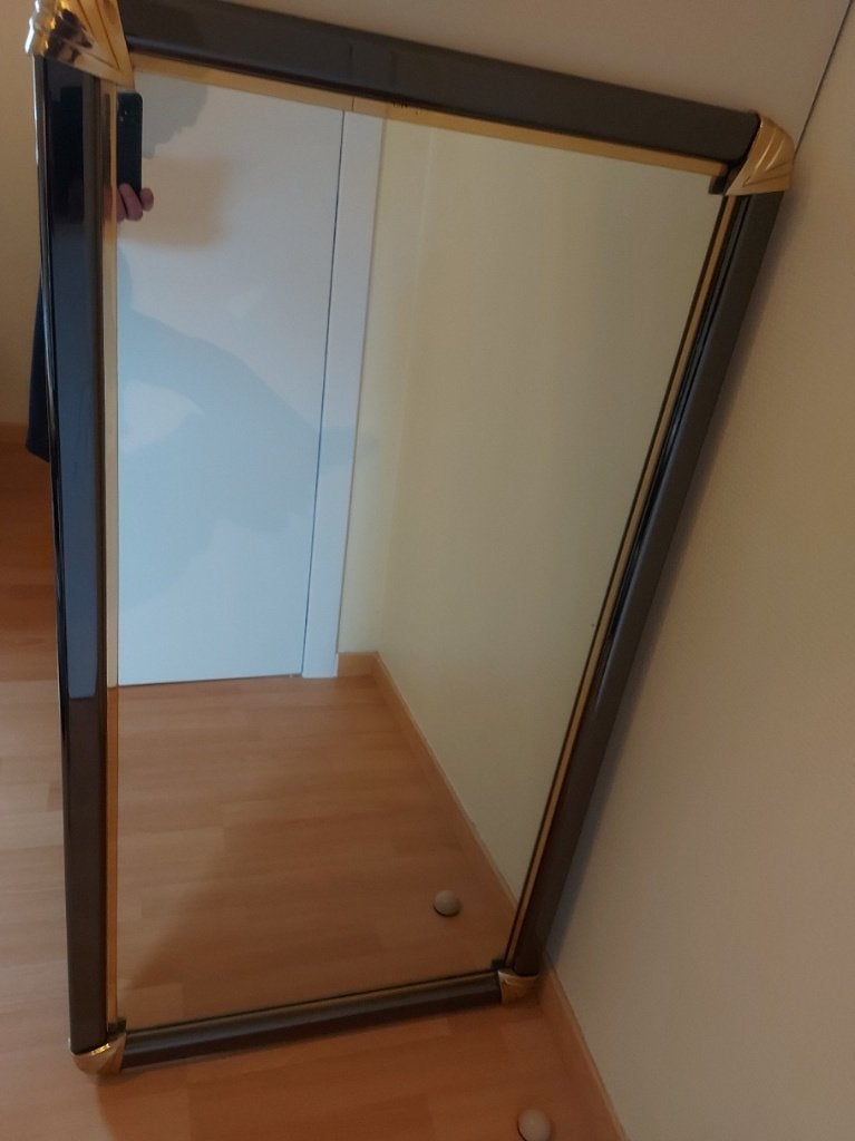 Grote spiegel met metalen frame, Huis en Inrichting, Woonaccessoires | Spiegels, Ophalen, Gebruikt