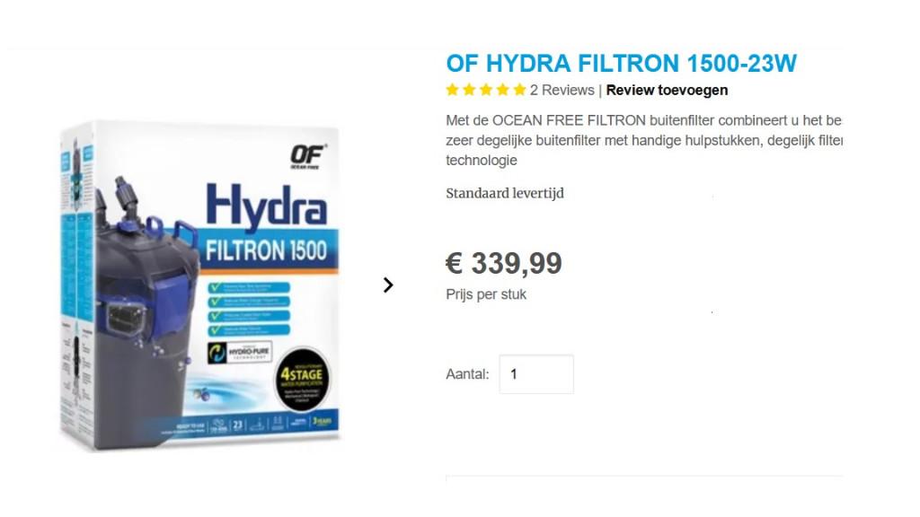 Ocean Free - Filtron 1500 - Aquariumfilter (tot 600L), Dieren en Toebehoren, Vissen | Aquaria en Toebehoren, Ophalen, Inclusief toebehoren