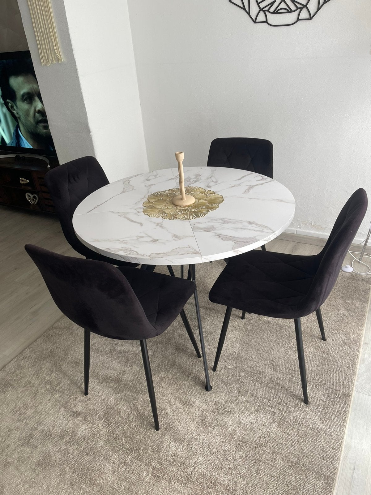 Ronde eettafel met 4 stoelen, Enlèvement, Comme neuf