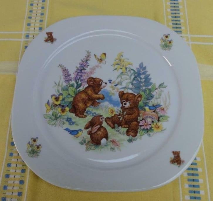 Taartschaal, beren, konijntje, viooltjes, vogeltjes, Gebruikt, -, -, Ophalen of Verzenden