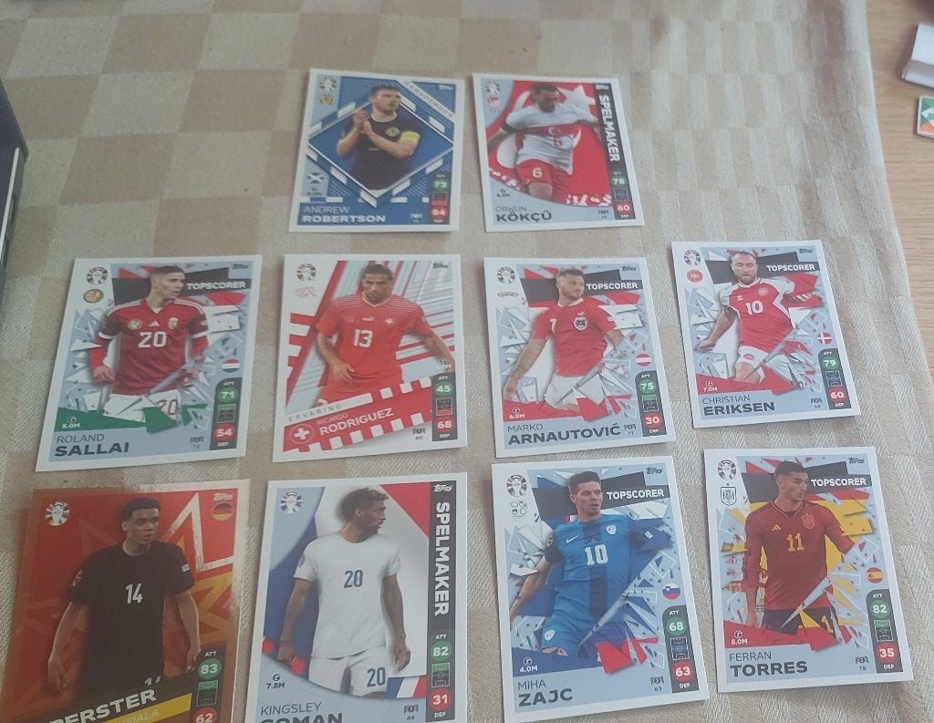 10 voetbal plaatjes EK 2024 oa Jamal Musiala, Ophalen of Verzenden, Nieuw, Meerdere plaatjes