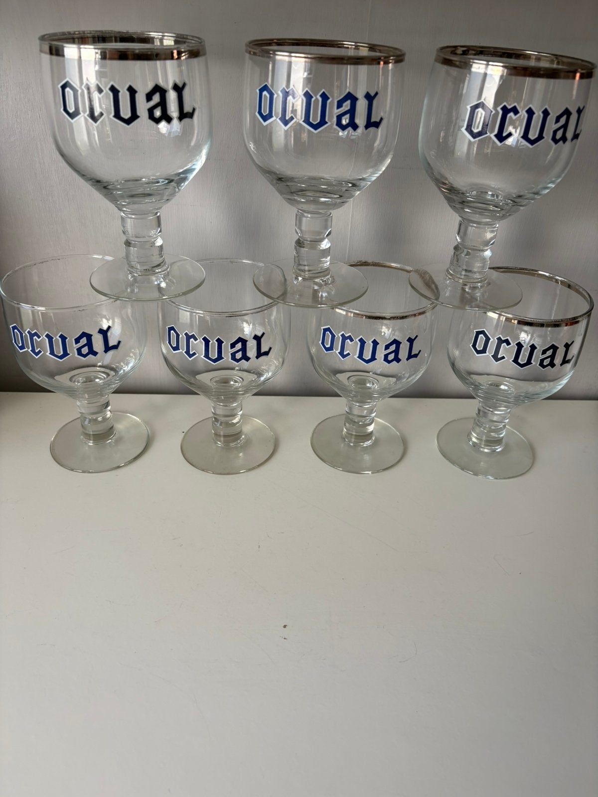 7 anciens verres ORVAL, BENJAMIN (10€ pièce), Enlèvement ou Envoi, Utilisé