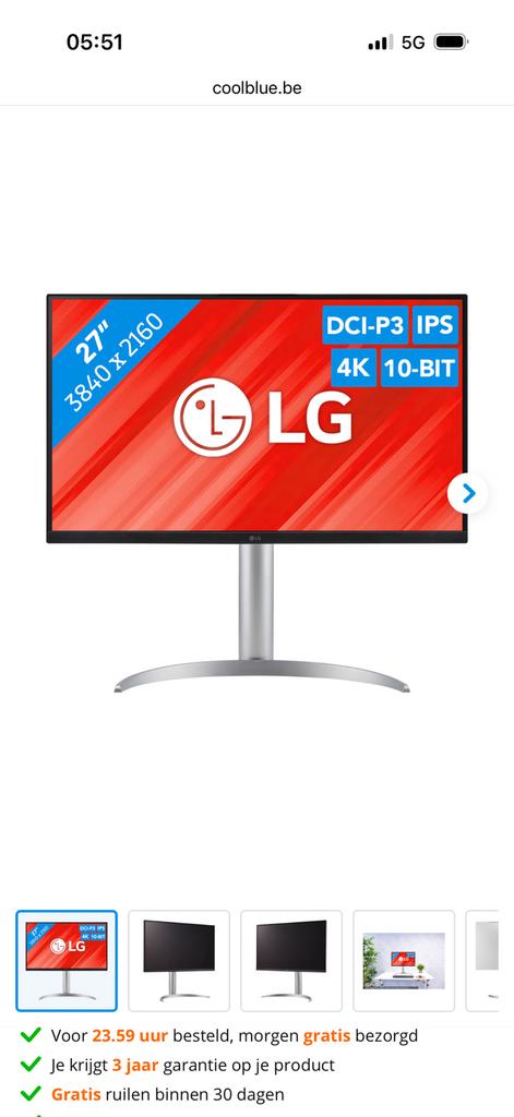 LG 27UQ850V-W - ongeopend, Computers en Software, Monitoren, HD, IPS, In hoogte verstelbaar, Nieuw