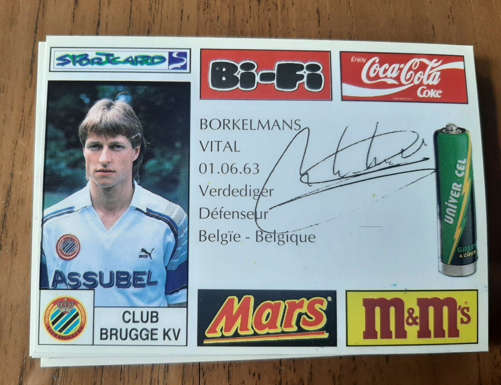 Voetbalkaart Club Brugge - Borkelmans Vital, Ophalen of Verzenden