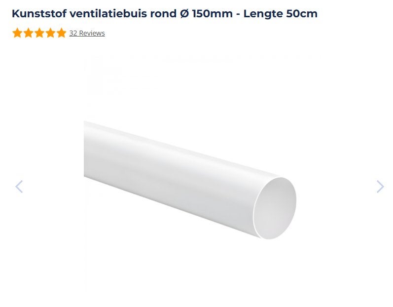 Kunststof ventilatiebuis diameter 150mm, lengte 50cm, Doe-het-zelf en Bouw, Ophalen, PVC, Nieuw, Minder dan 2 meter