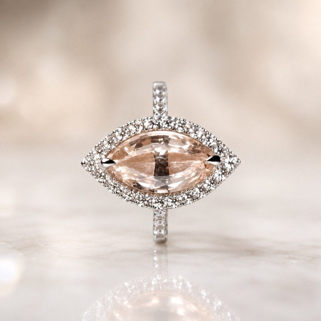 Handgemaakte 18 kt witgouden ring, Nieuw, Ophalen of Verzenden, Met edelsteen, Dame