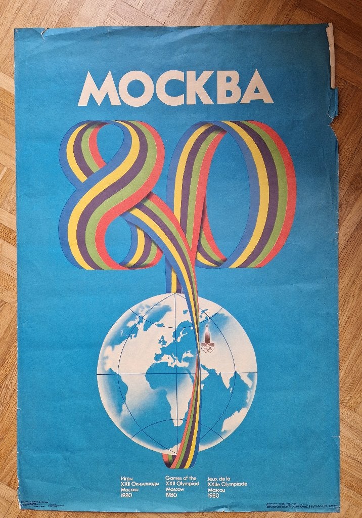 Vintage, originele poster Olymp.Spelen Moscou 1980, Enlèvement, Utilisé