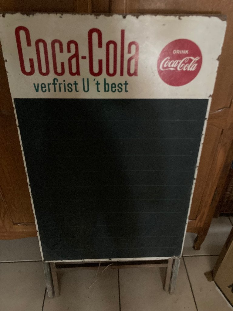 vintage stoepbord coca-cola, Verzamelen, Ophalen, Gebruikt, Reclamebord