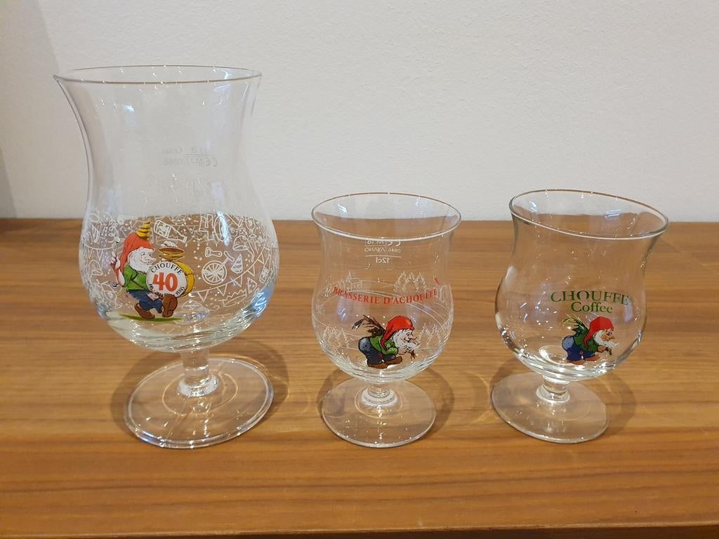3x Chouffe glazen, Enlèvement ou Envoi