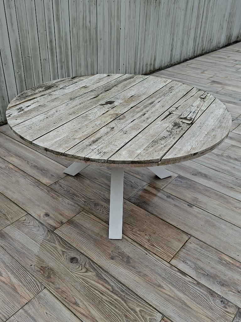 Tuintafel, Tuin en Terras, Ophalen, Gebruikt, Rond, Teakhout