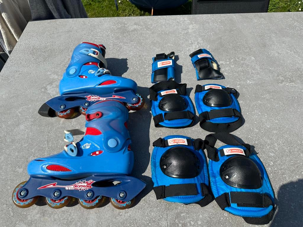 Skeelers Decathlon mt 36 met beschermset, Ophalen, Gebruikt, Kinderen
