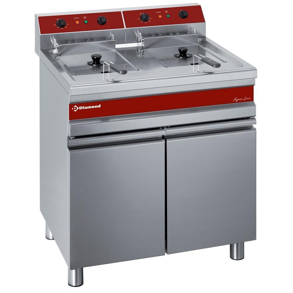 Friteuse électrique 2 cuves de 14 litres sur armoire, Neuf, 200 cm ou plus, Gris, Enlèvement ou Envoi