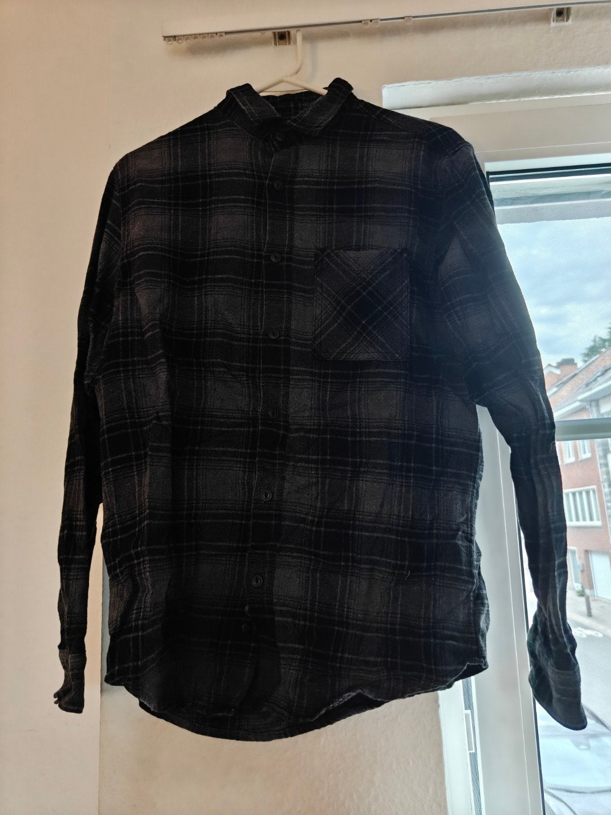 chemise à carreaux grise homme C&A 2 euros taille S, Gris, C&A, Enlèvement, Porté