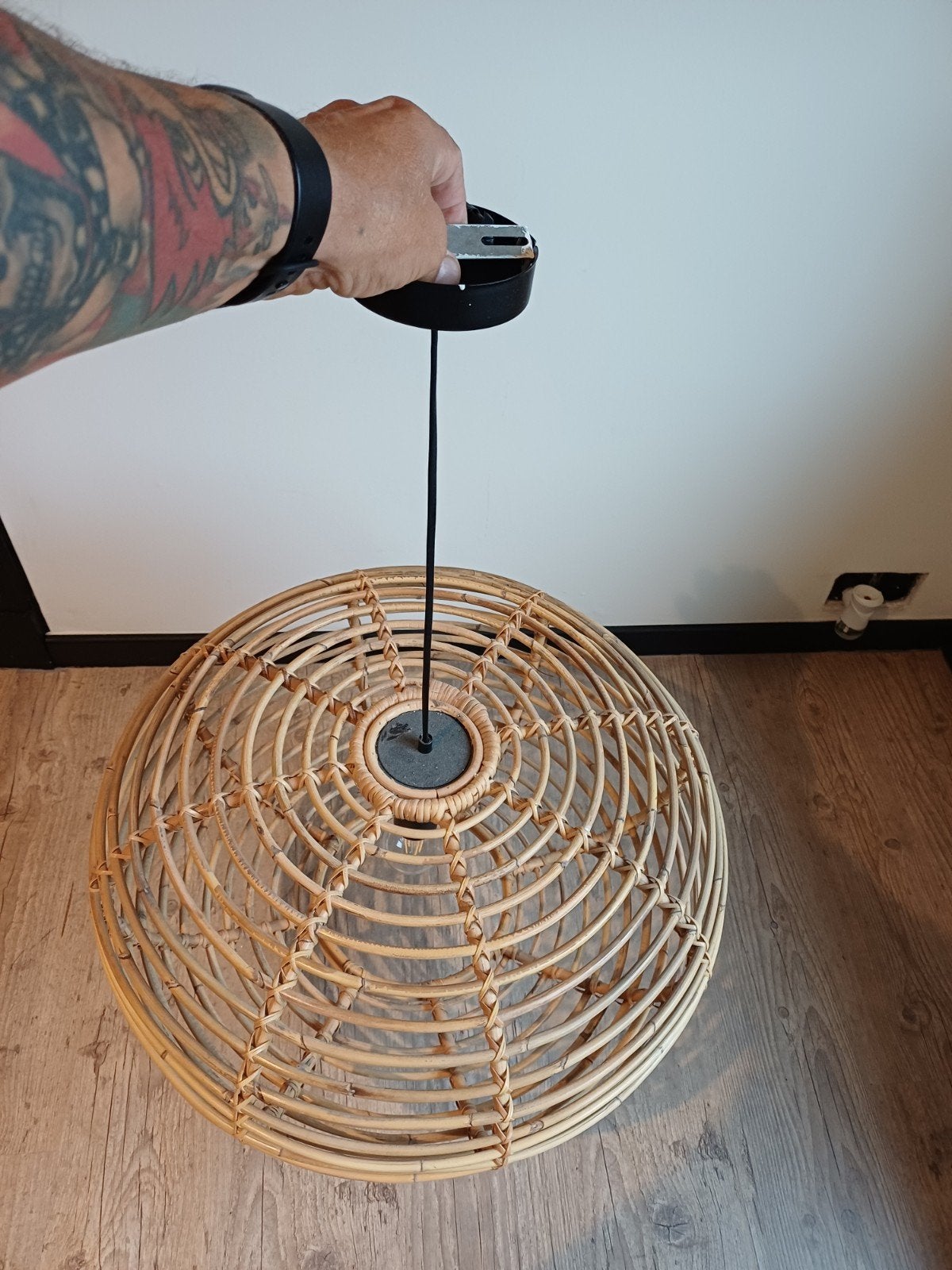 Plafond hanglamp, Ophalen, Natuurlijk materiaal, E27 (groot), Sfeer