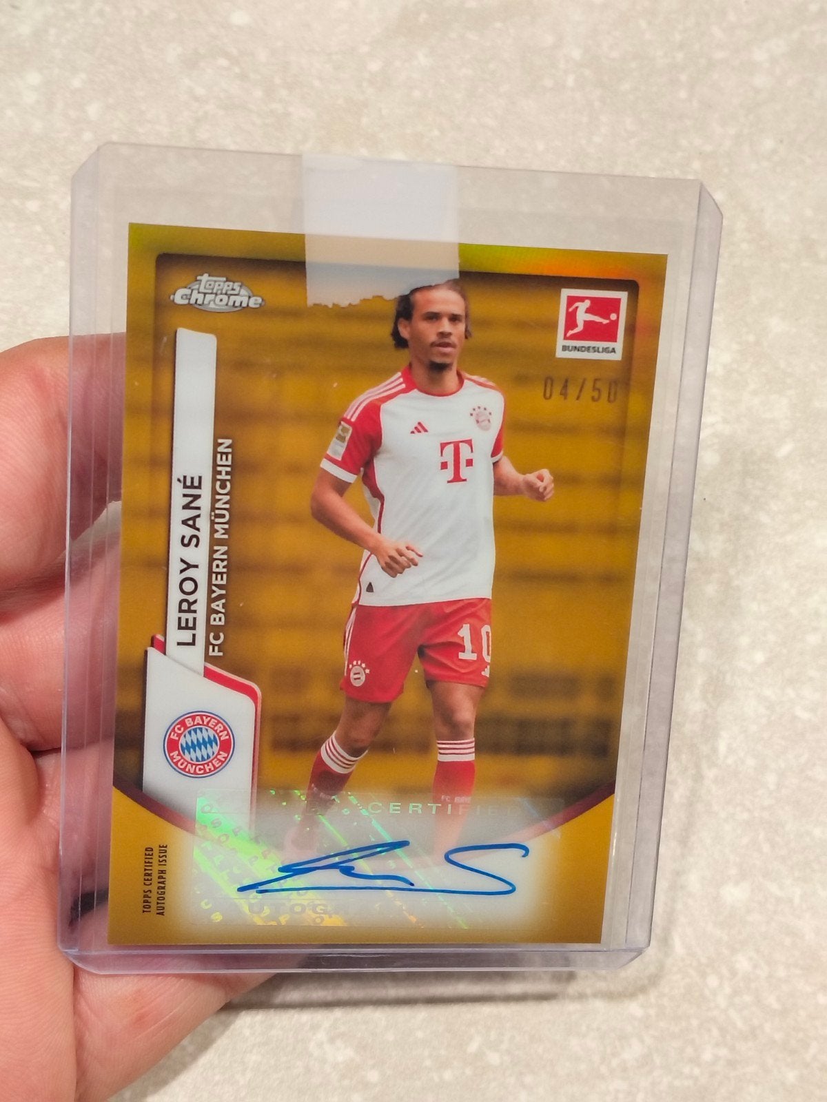 Topps Chrome Leroy Sane Bayern München genummerd, Ophalen of Verzenden