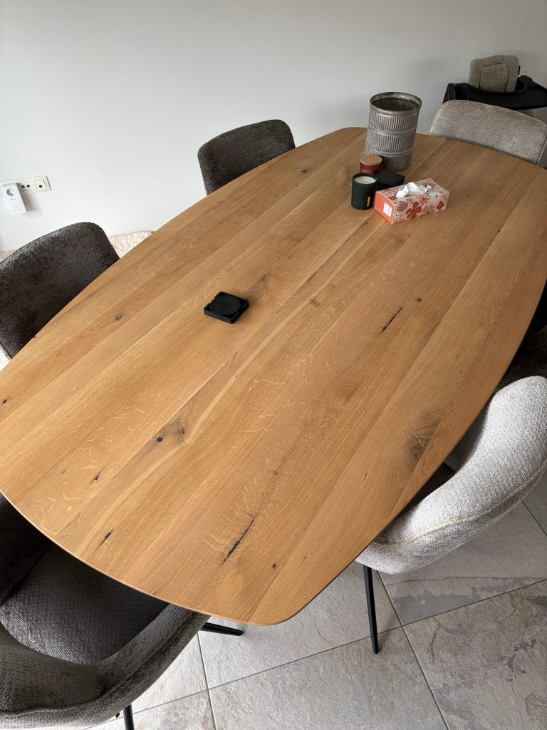 Set van 6 eetkamerstoelen - taupe/naturel, Autres couleurs, Comme neuf, Enlèvement, Cinq, Six Chaises ou plus