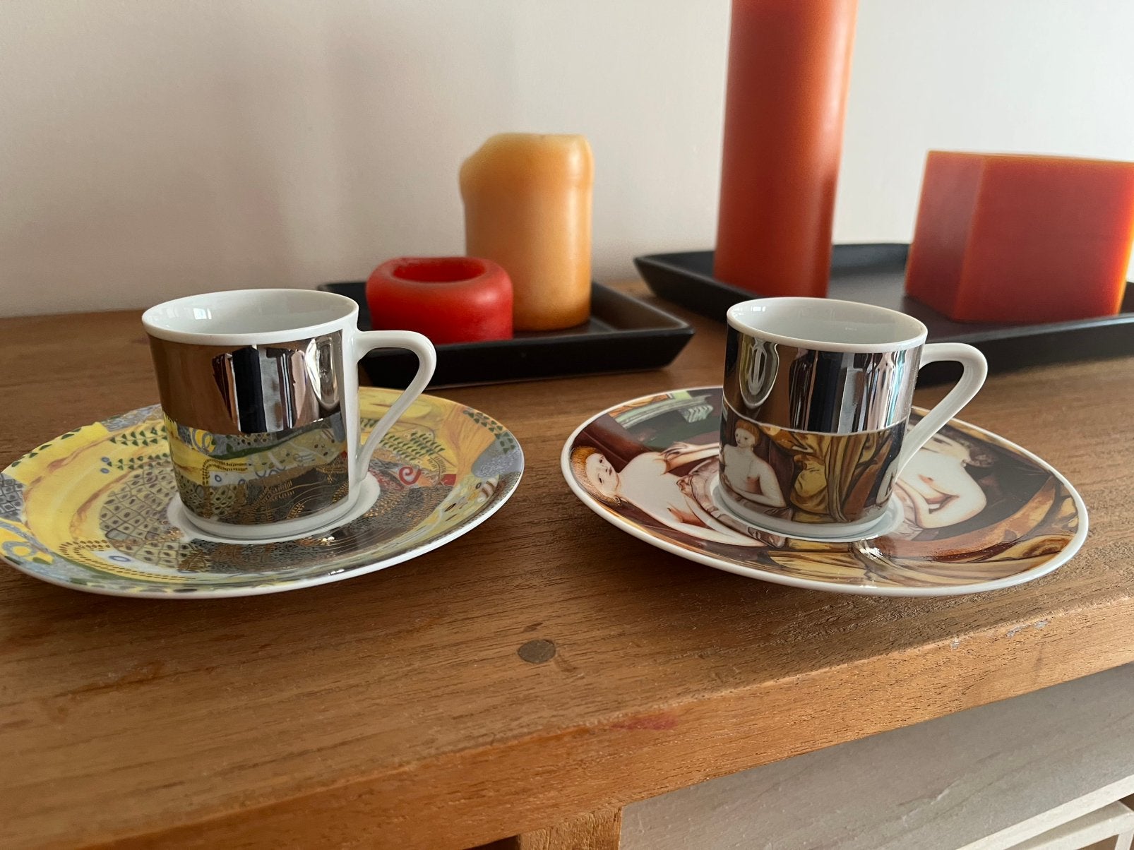 2 tasses miroir, espresso, Maison & Meubles, Enlèvement ou Envoi, Vintage, Comme neuf, Tasse(s) et/ou soucoupe(s)