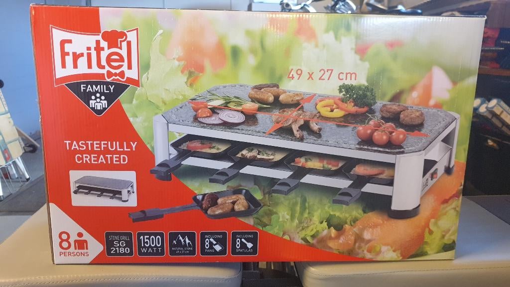 15 euro - Steengrill - 8 personen - 1500W - Fritel, Electroménager, Plaques de gril, Enlèvement, Comme neuf, Gril en pierre