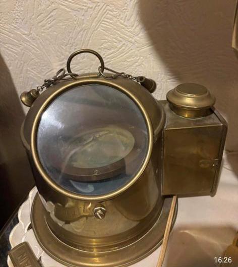 Oud scheepskompas messing met verlichting, Ophalen