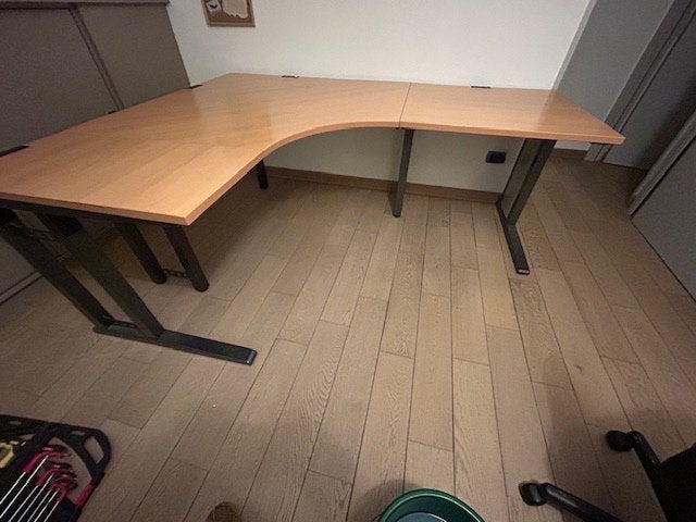 Bureau, Huis en Inrichting, Ophalen, In hoogte verstelbaar, Hout, Hoekbureau