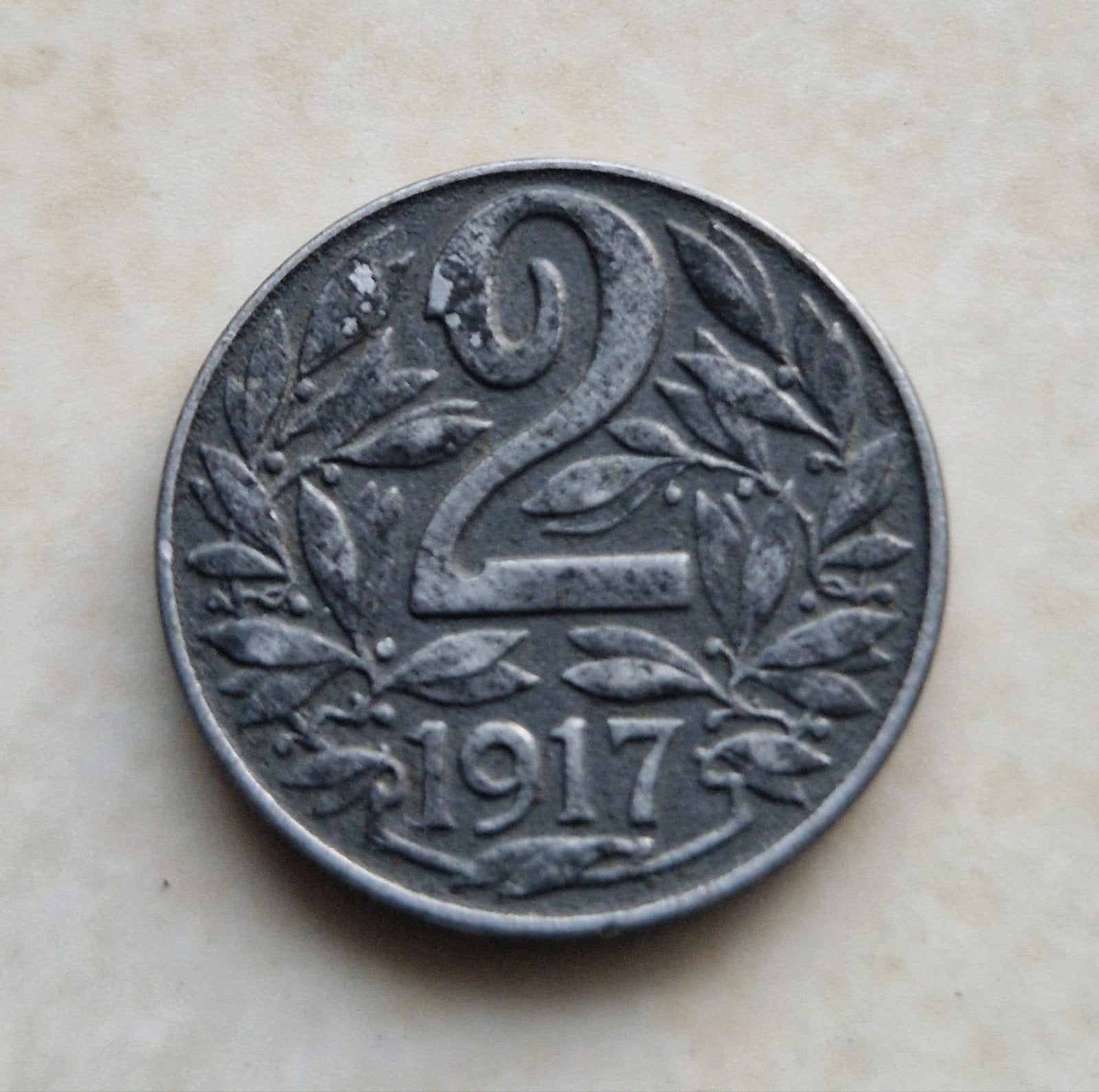 1917 Austria , 2 Heller coin, Ophalen of Verzenden