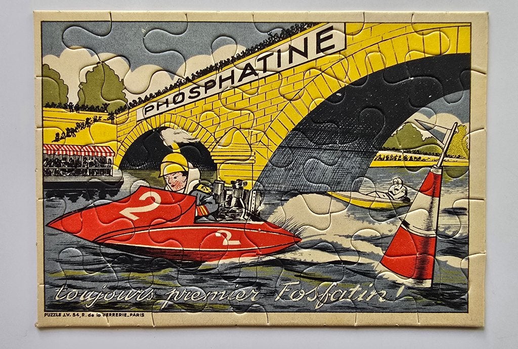 PHOSPHATINE – Puzzle Publicitaire – Jig-Saw – Hors bords n8, Enlèvement ou Envoi, Utilisé, Panneau publicitaire