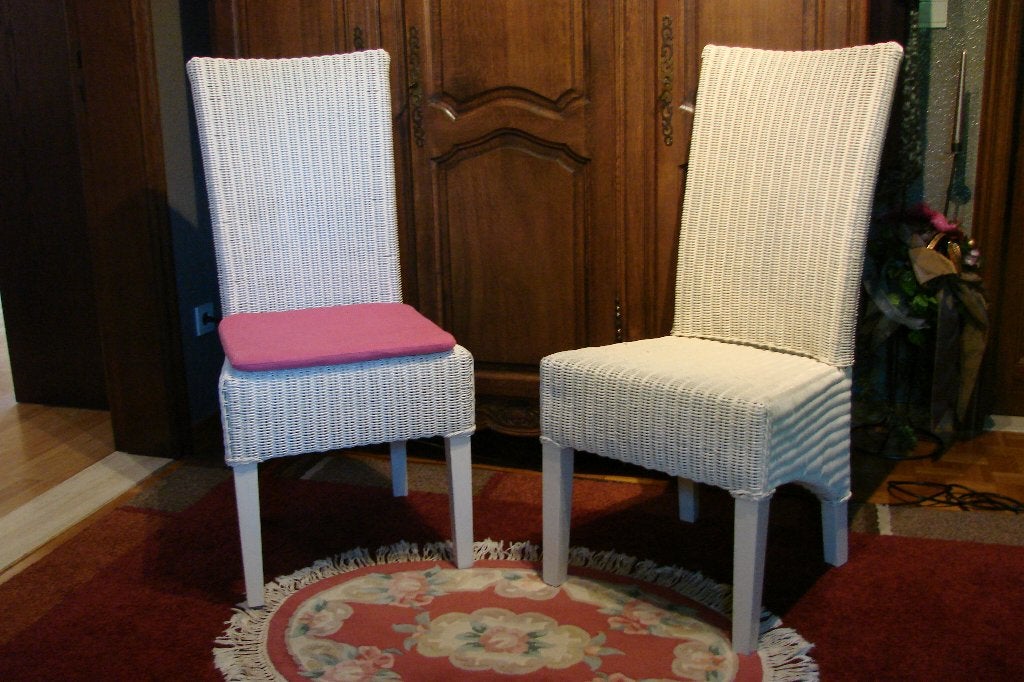 4 witte rotan stoelen, Huis en Inrichting, Ophalen, Wit, Riet of Rotan, Zo goed als nieuw