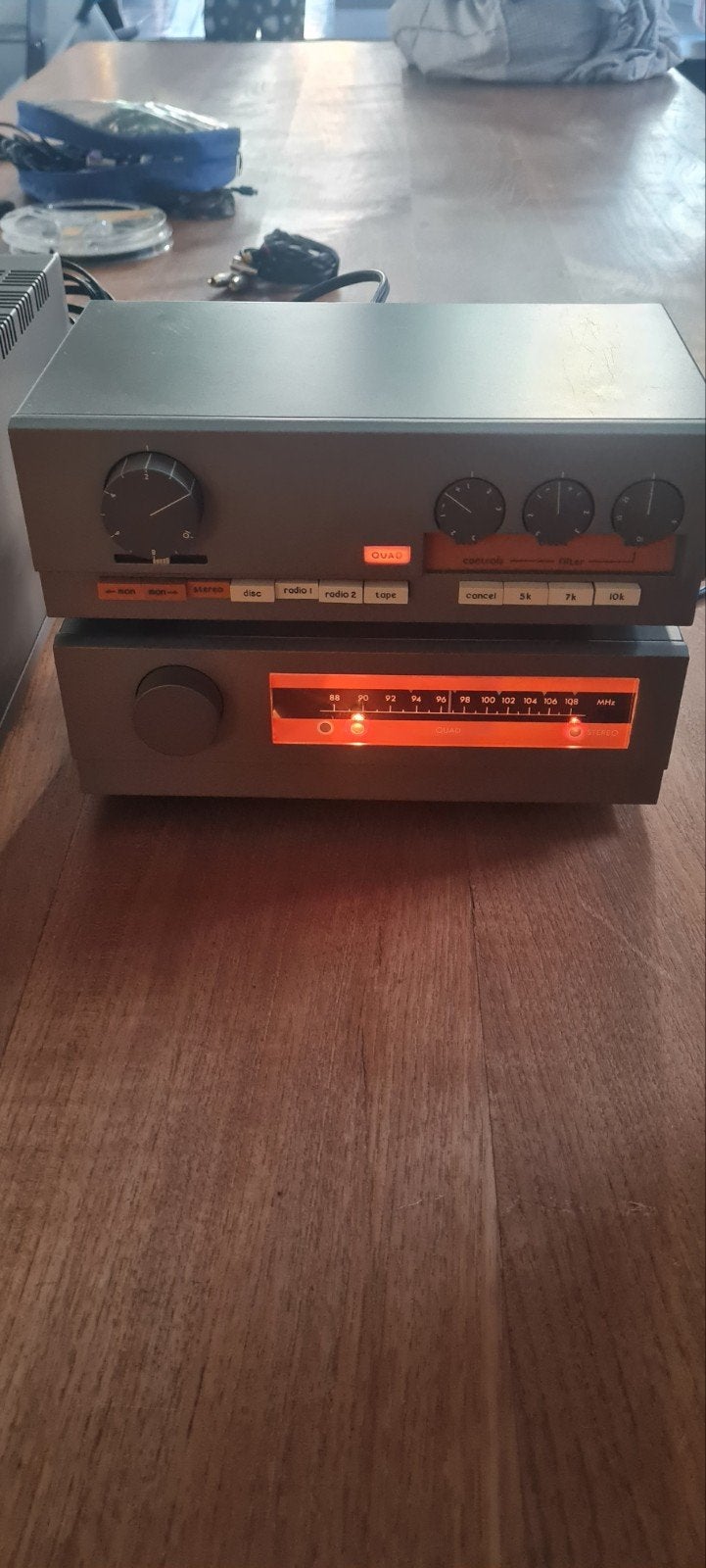 Quad 33 + Quad 303 + FM3-tuner, vintage hifi-set, Audio, Tv en Foto, Overige merken, Gebruikt, Ophalen of Verzenden, Minder dan 60 watt