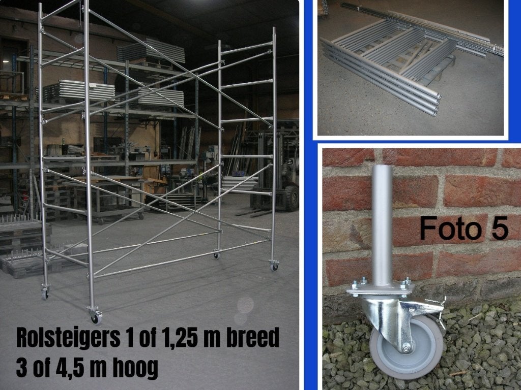 NIEUWE rolsteigers 3 of 4,50 m hoog - rolstelling - steigers, Ophalen