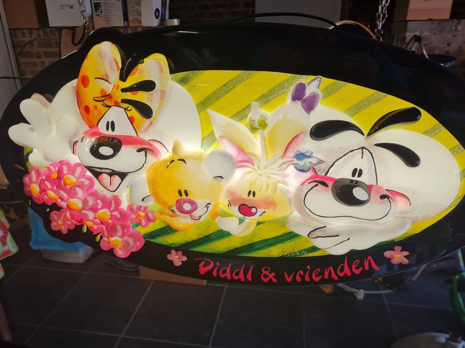 Diddl verlicht reclamebord origineel, Verzamelen, Diddl, Ophalen, Diddl, Zo goed als nieuw, Overige typen