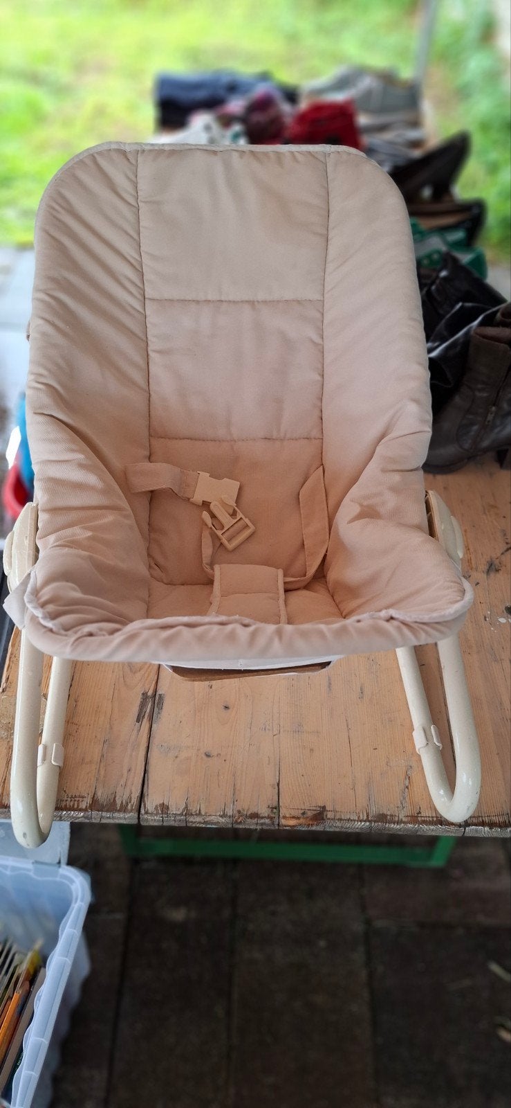 Cremekleurige wipstoel Plum Plum, Kinderen en Baby's, Gebruikt, Wipstoel, Met gordel(s) of riempje(s), Ophalen