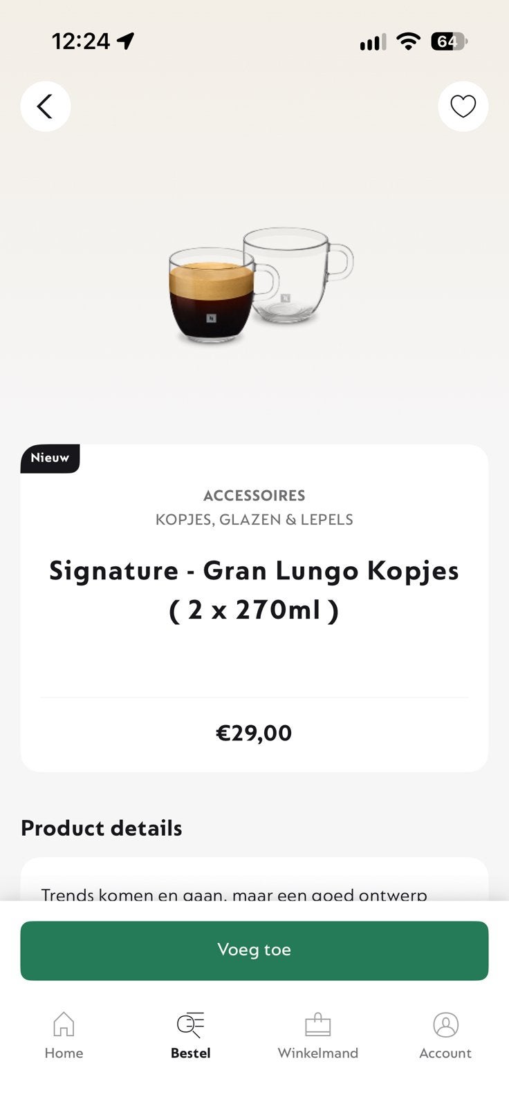 Nespresso Signature Gran Lungo Tas /Kopjes, Ophalen of Verzenden, Nieuw, Nespresso, Overige typen