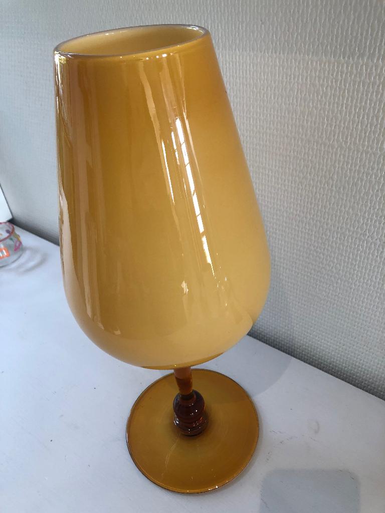 Vintage amberkleurige glazen vaas, Ophalen of Verzenden