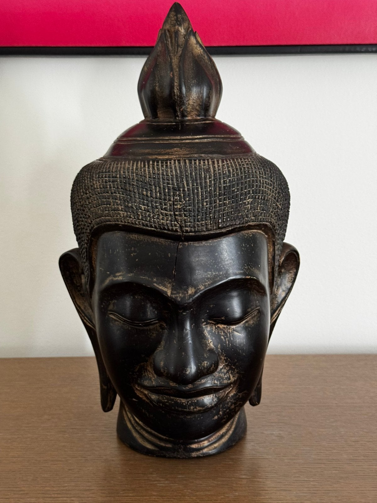 Grande Statue Tête de Bouddha Style Khmer -1980, Enlèvement ou Envoi