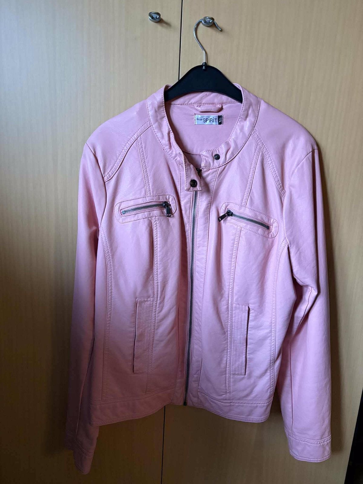 Roze leren jasje, Ophalen, Zo goed als nieuw, Maat 46/48 (XL) of groter, Roze