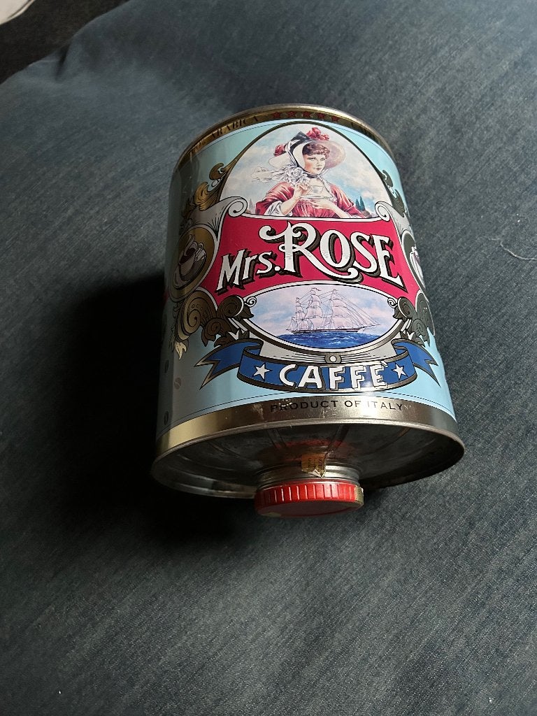 Vintage Koffieblik Mrs Rose, Enlèvement ou Envoi, Utilisé, Café, Autres marques